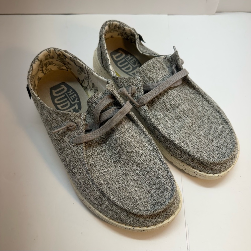 Hey Dude Shoes Women's Wendy Linen Gray Sneakers Size 7
